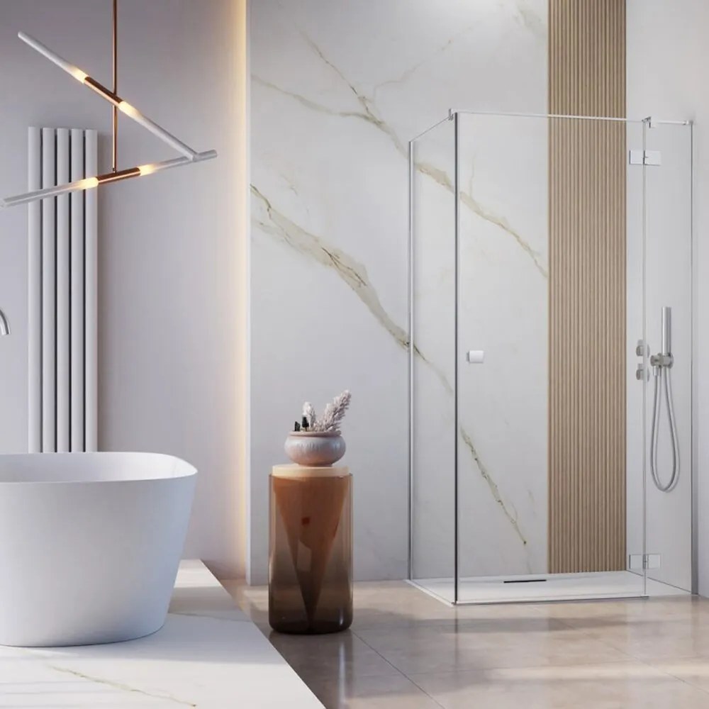 Cabina de dus dreptunghiulara cu usa batanta Radaway Essenza KDJ 110x80 cm crom-transparent dreapta