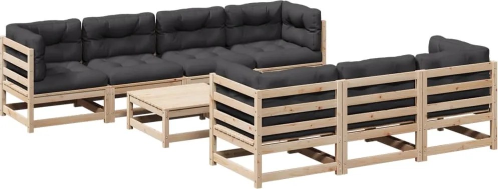 vidaXL Set canapea de grădină cu perne, 8 piese, lemn masiv de pin
