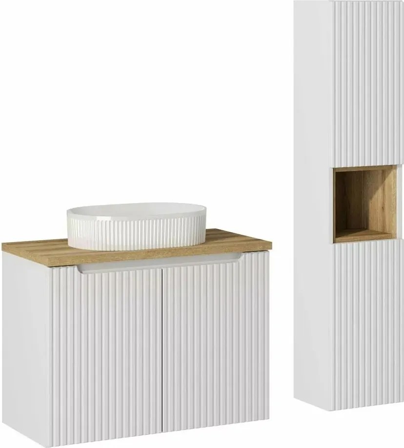 Set mobilier baie 80 cm 5 piese Comad Nova alb mat