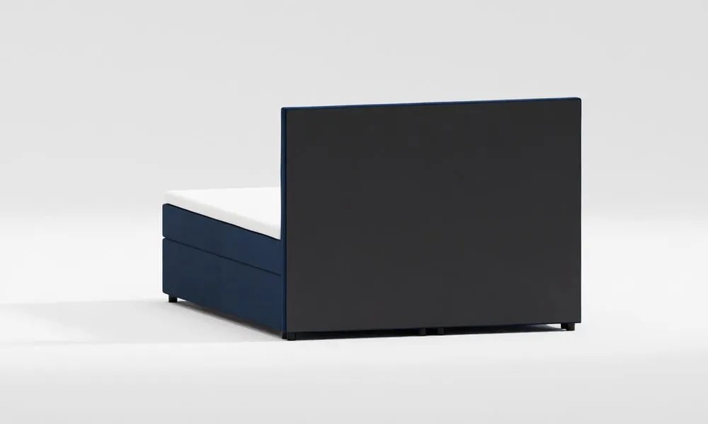 Pat boxspring albastru închis cu spațiu de depozitare 200x200 cm Rico – Ropez