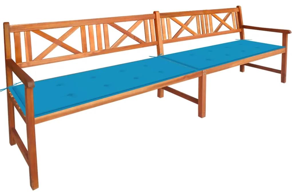 Banca de gradina cu perne, 240 cm, lemn masiv de acacia 120 x 50 x 4 cm, albastru, 1, Albastru