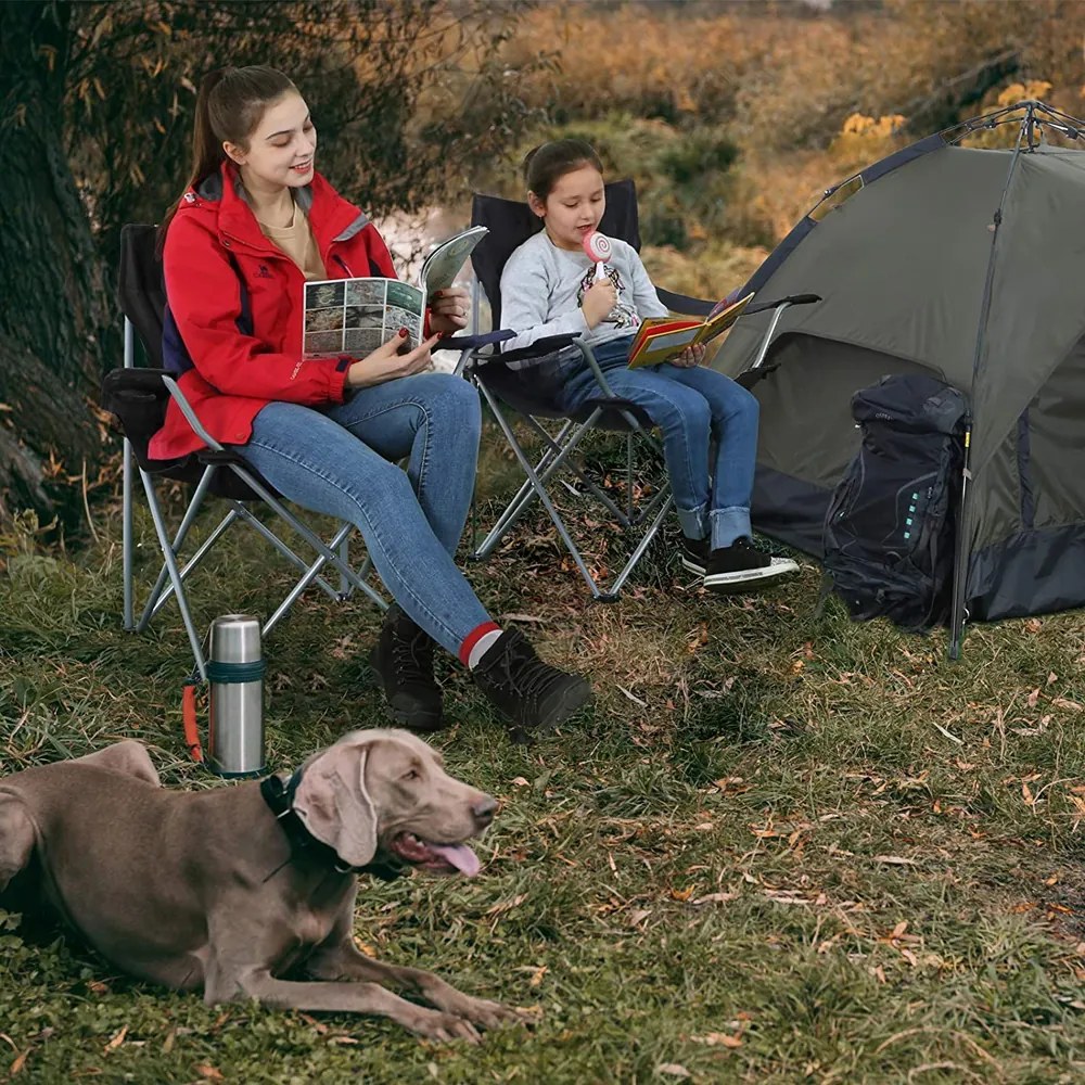 Scaune de camping ROVER, set 2 buc., negru SongmicsHome