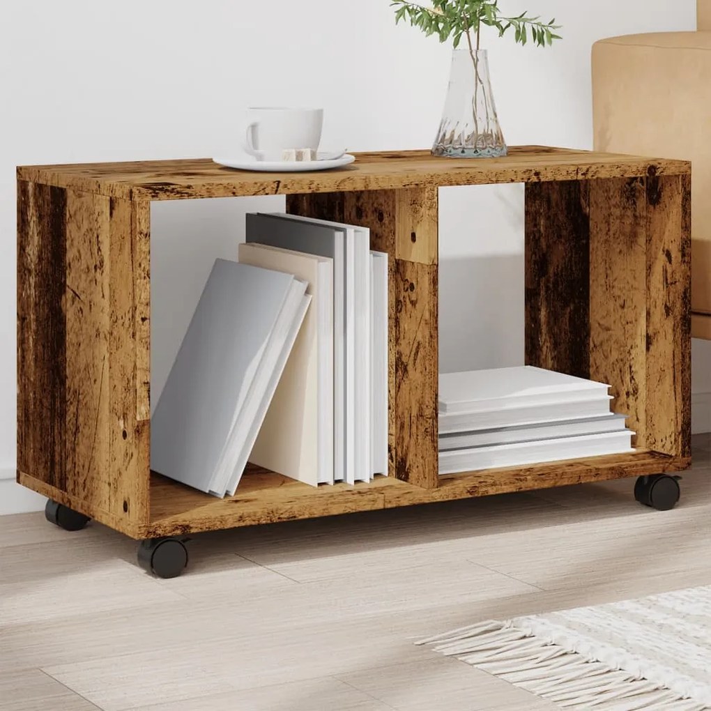 vidaXL Dulap cu roți, lemn vechi, 72x33x42,5 cm, lemn prelucrat