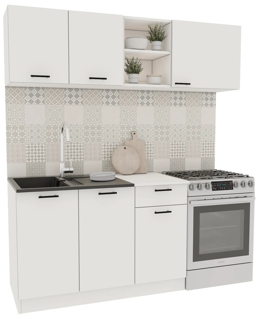 Set Bucatarie Kara, Alb, L 180 cm