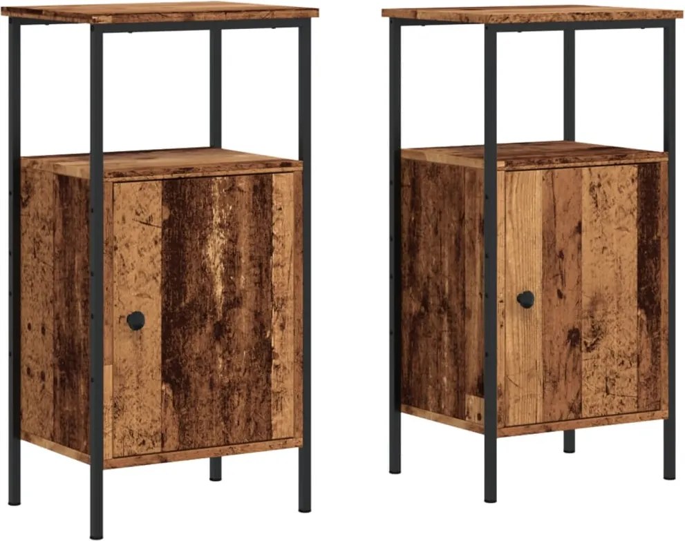 vidaXL Noptiere, 2 buc, lemn învechit, 41x31x80 cm, lemn prelucrat