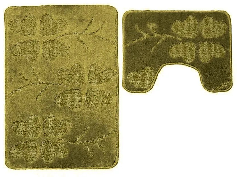 Set covorase Classic, 2 buc/set, 50x80 + 40x50 cm, flori, verde