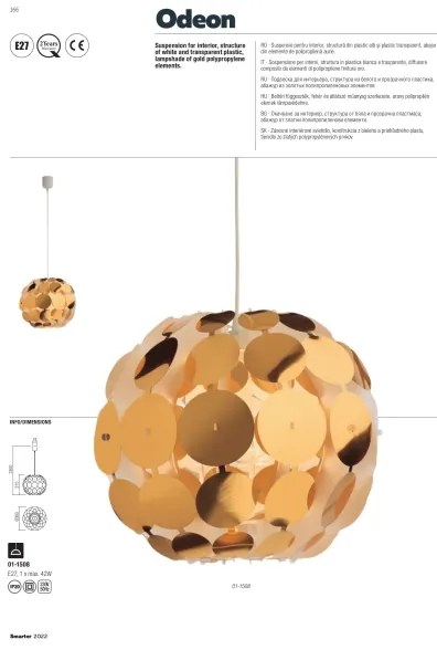 Lustră pe cablu Redo 01-1508 ODEON 1xE27/42W/230V d. 36 cm auriu