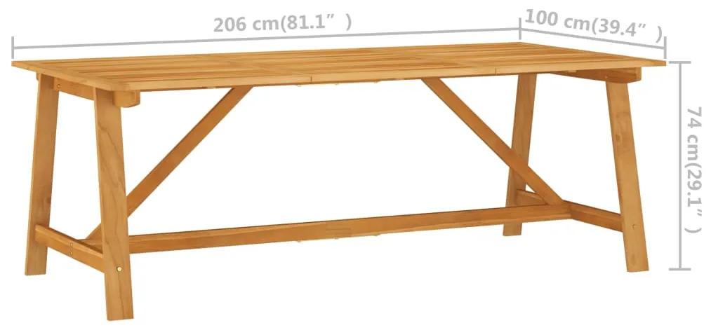 Masa de gradina, 206 x 100 x 74 cm, lemn masiv de acacia 1, Maro, 206 x 100 x 74 cm