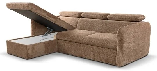 Canapea colțar extensibilă în L BEJA, bej, cu spațiu de depozitare, stânga