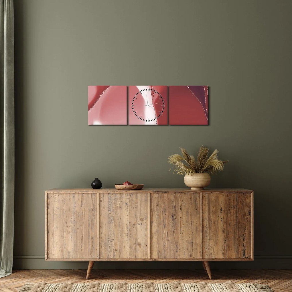 Tablou - Floare abstractă roșie N⁰3 (cu ceas) (90x30 cm)