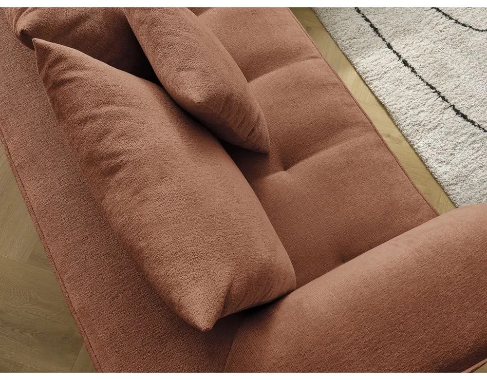 Colțar teracotă cu tapițerie din chenille (cu colț pe partea stângă/în formă de ”L”) Whesley – Bobochic Paris