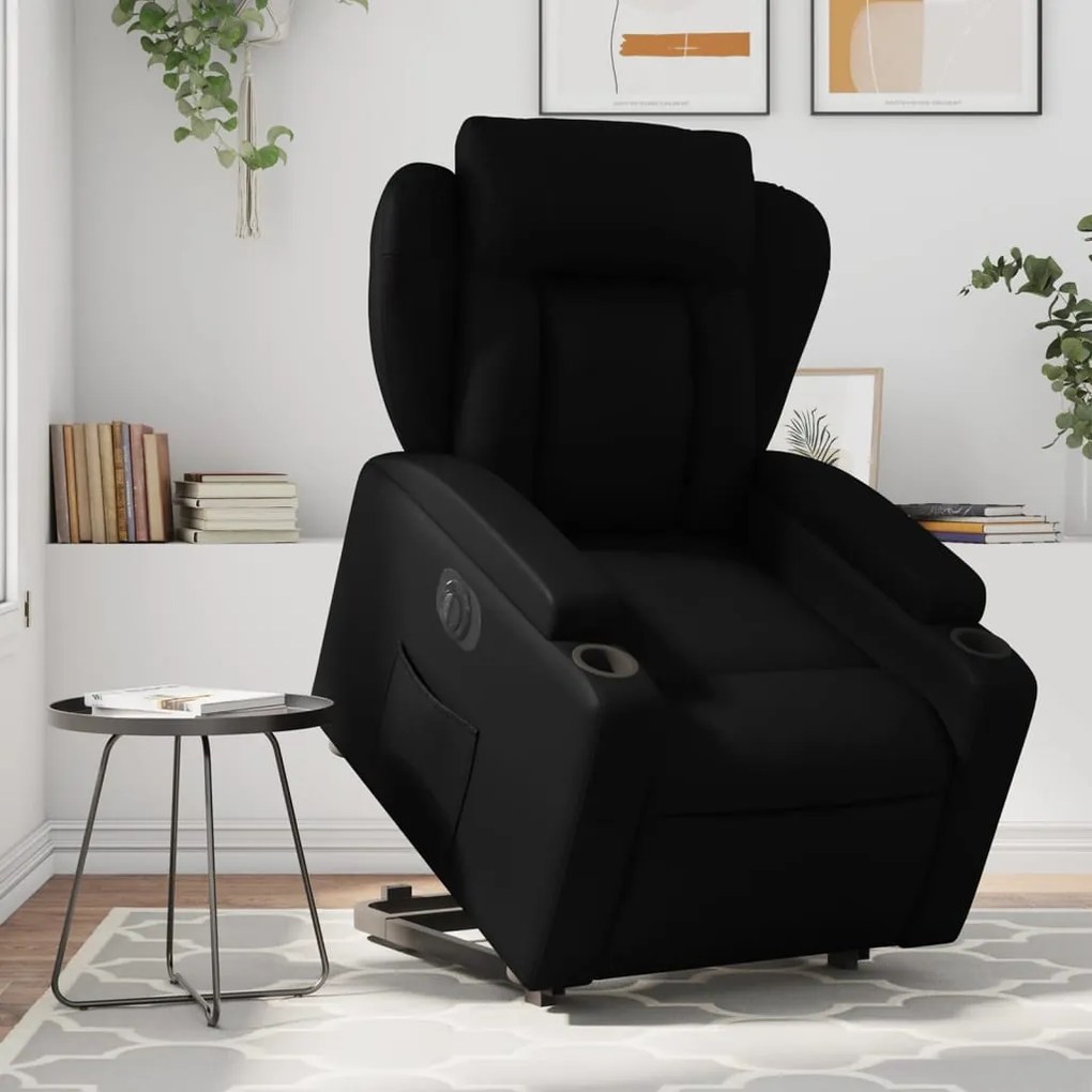 vidaXL Fotoliu rabatabil electric cu ridicare, negru, piele ecologică