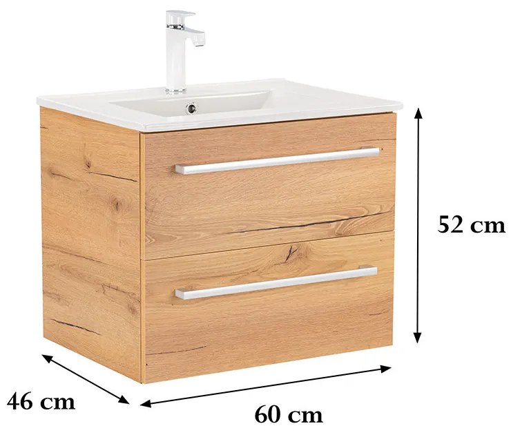 Dulap inferior Vario Clam 60 cu lavoar stejar-stejar