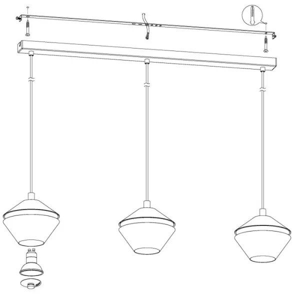 Eglo 98682 - Lustră LED PERPIGO pe cablu, 3x GU10, 5W, 230V