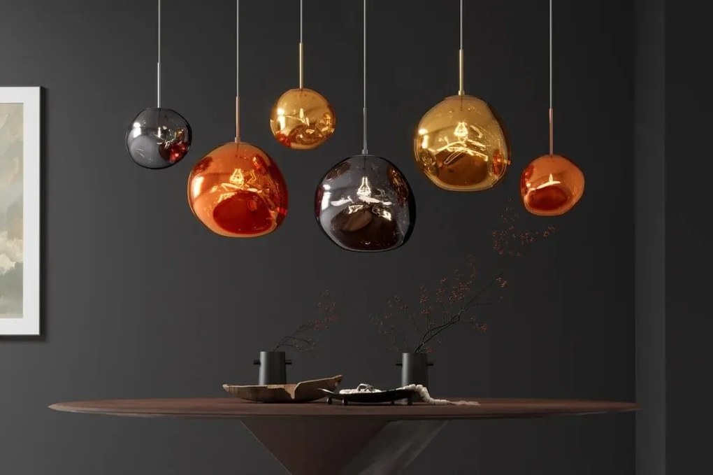 Lustra, Pendul modern cu glob sticla cupru LIQUID DIAMOND 20cm