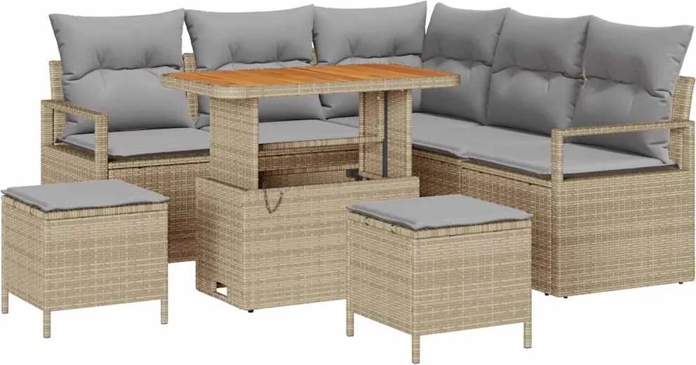 vidaXL Set de canapele pentru grădină 8 pcs Beige și gri deschis