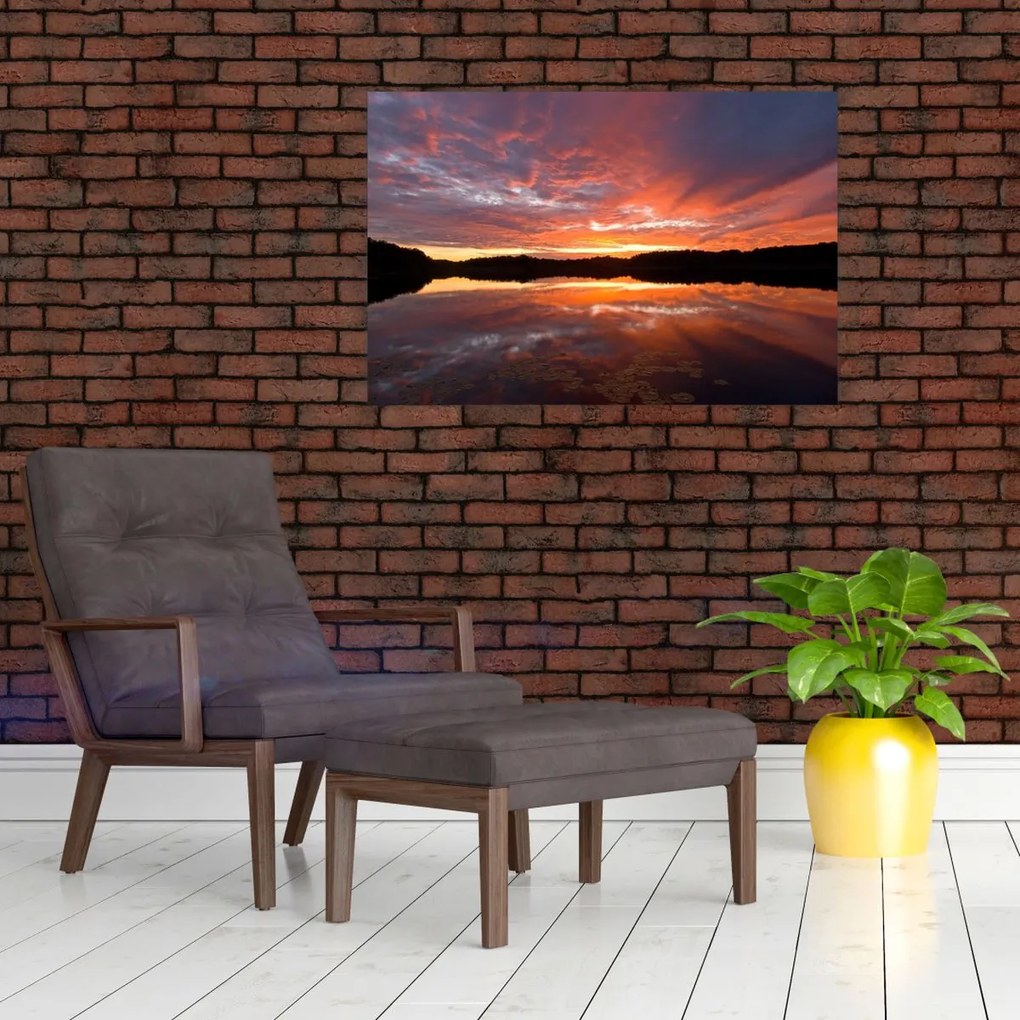 Tablou - Apus de soare peste lac (90x60 cm)