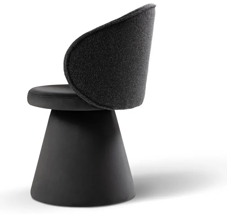 Fotoliu gri închis cu tapițerie din catifea Inez – Micadoni