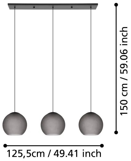 Lustră pe cablu Eglo 390214 ARANGONA 3xE27/40W/230V gri