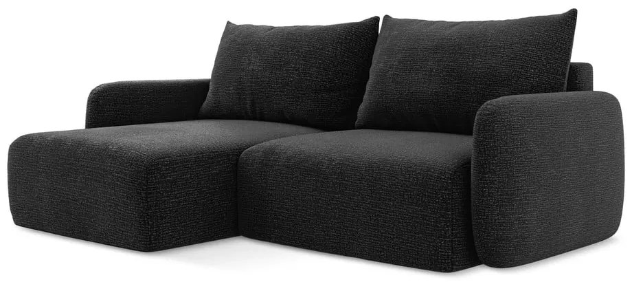 Colțar negru extensibil/cu spațiu de depozitare (cu colț pe partea stângă) Kalena – Makamii