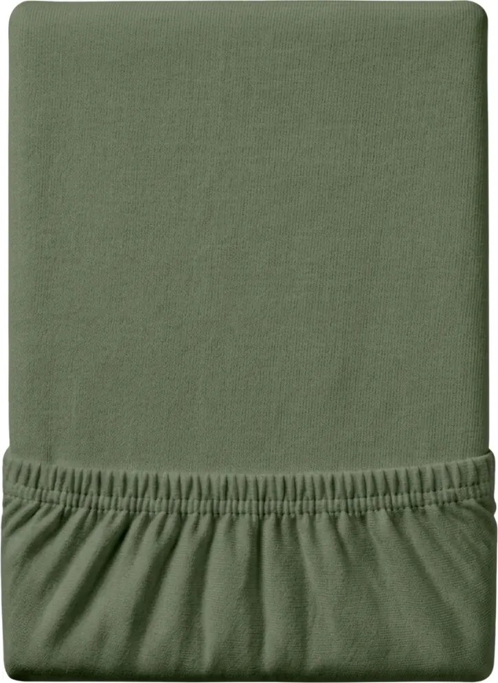 Cearsaf jersey EXCLUSIVE verde inchis 90x200 cm, 100% bumbac