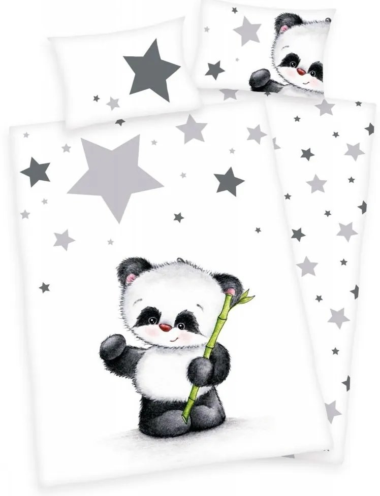 Lenjerie de pat pentru copii Jana Star Panda, 135 x 100 cm, 40 x 60 cm