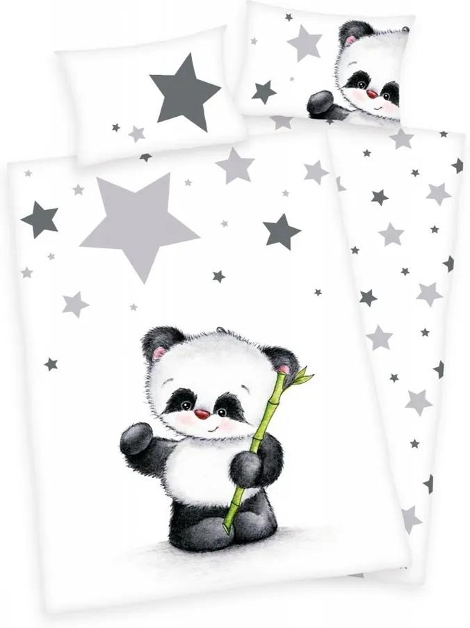 Lenjerie de pat pentru copii Jana Star Panda, 135 x 100 cm, 40 x 60 cm
