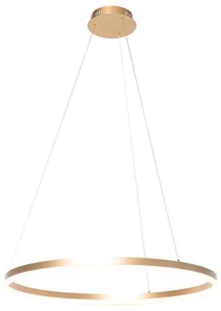 Lampă pendant de design aurie 60 cm incluzând LED cu dimmer în 3 trepte - Anello