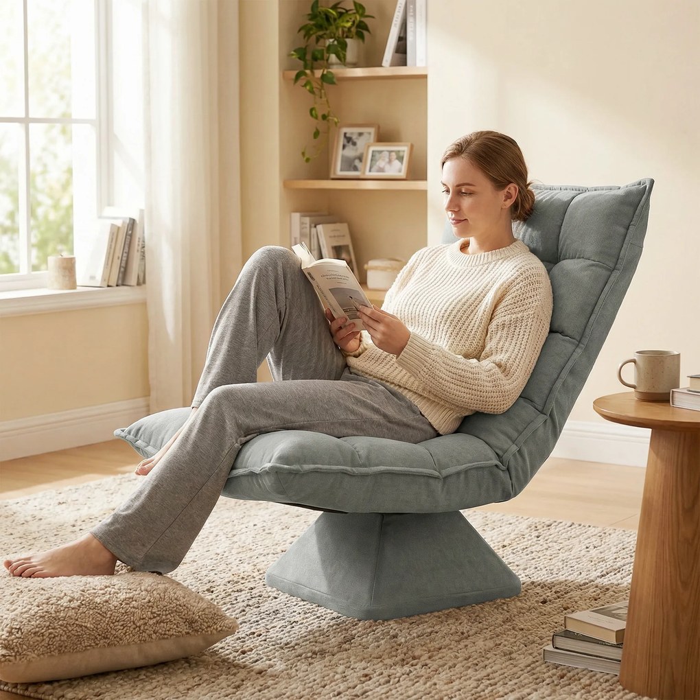 HOMCOM Scaun de podea, stil contemporan, Oțel, Material textil cu efect de catifea, 62 x 70 x 95 cm, Gri | Aosom Romania