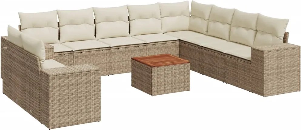 vidaXL Set canapele de grădină cu perne, 11 piese, bej, poliratan