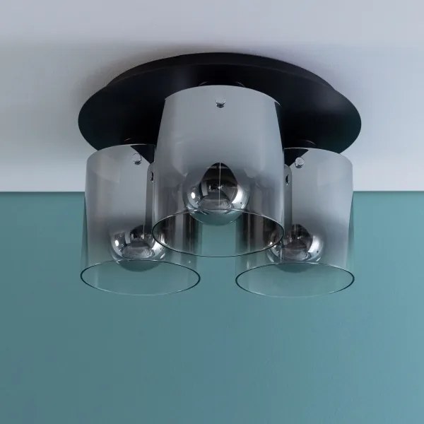 Brilliant - Plafonieră BETH 3xE27/60W/230V Ø 37 cm negru/fumuriu