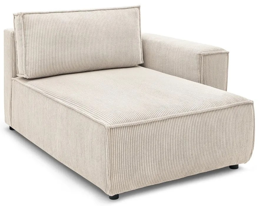 Modul pentru canapea crem cu tapițerie din catifea reiată (cu colț pe partea dreaptă) Nihad modular – Bobochic Paris