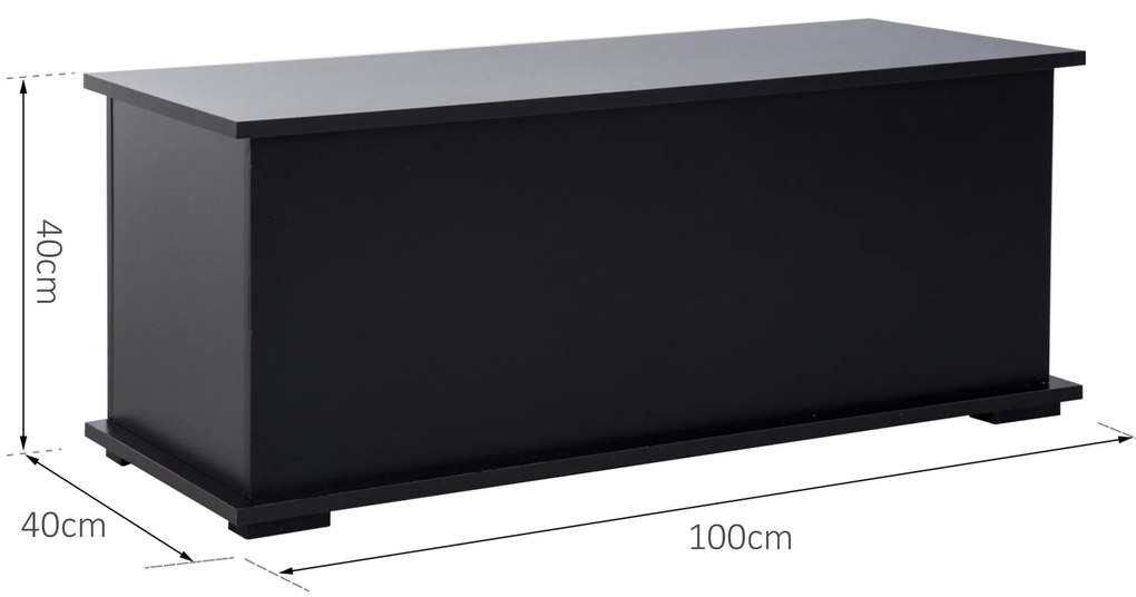 HOMCOM Cutie de depozitare cutie pentru jucării cu capacitate mare de depozitare și balamaua blocată din lemn 100 x 40 x 40 cm negru | Aosom Romania