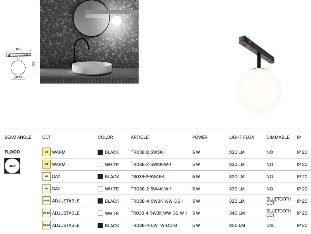 Spot LED, accesoriu pentru sina magnetica Exility, Luna alb 3000K