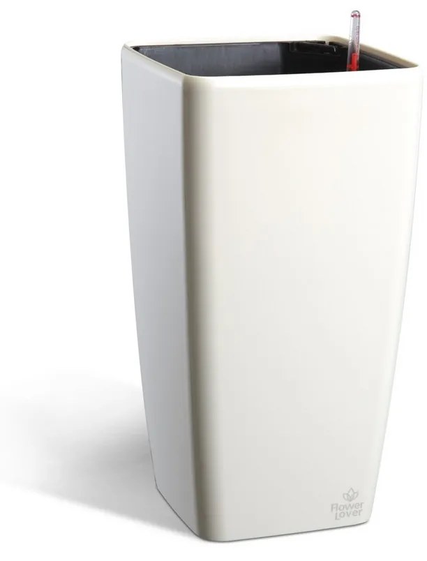 Ghiveci cu auto-irigare Flower Lover QuadratoGrande, alb, 18 x 33 cm, 18 cm