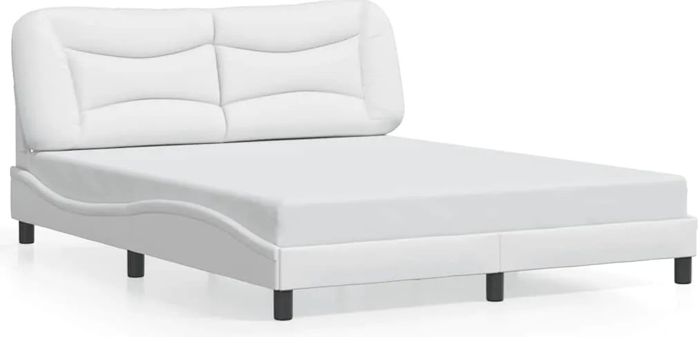 vidaXL Cadru de pat fără saltea, Hvar, alb, 160x200 cm, piele ecologică