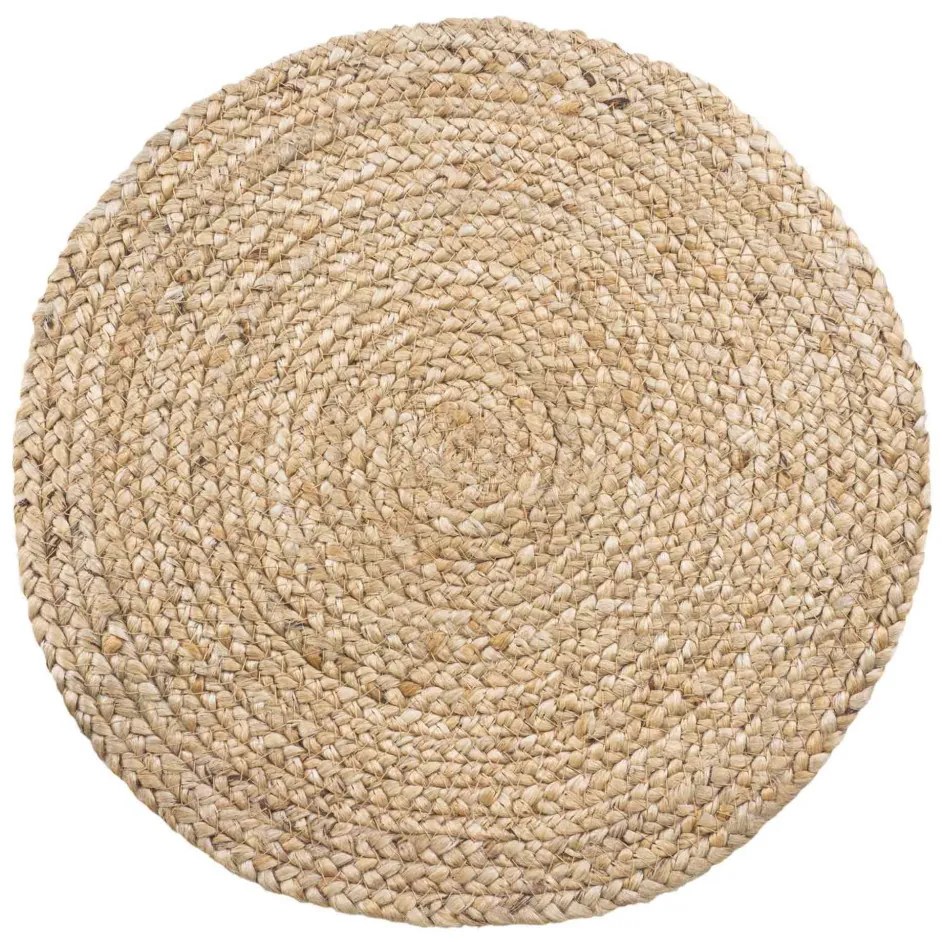 Saltea de masă Bombay, iută împletită, naturală, rotundă 38 cm 4 bucăți