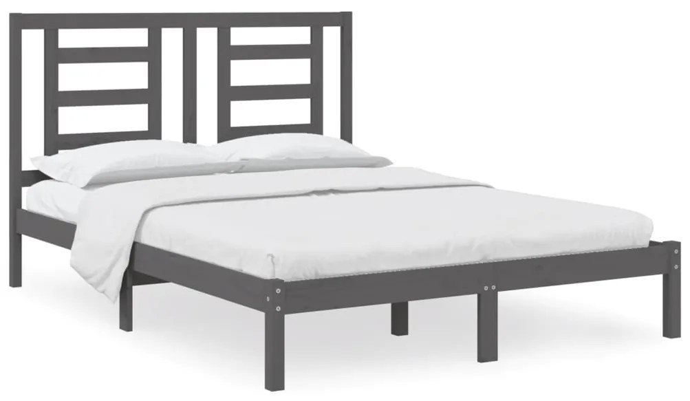 3104330 vidaXL Cadru de pat, gri, 140x190 cm, lemn masiv de pin