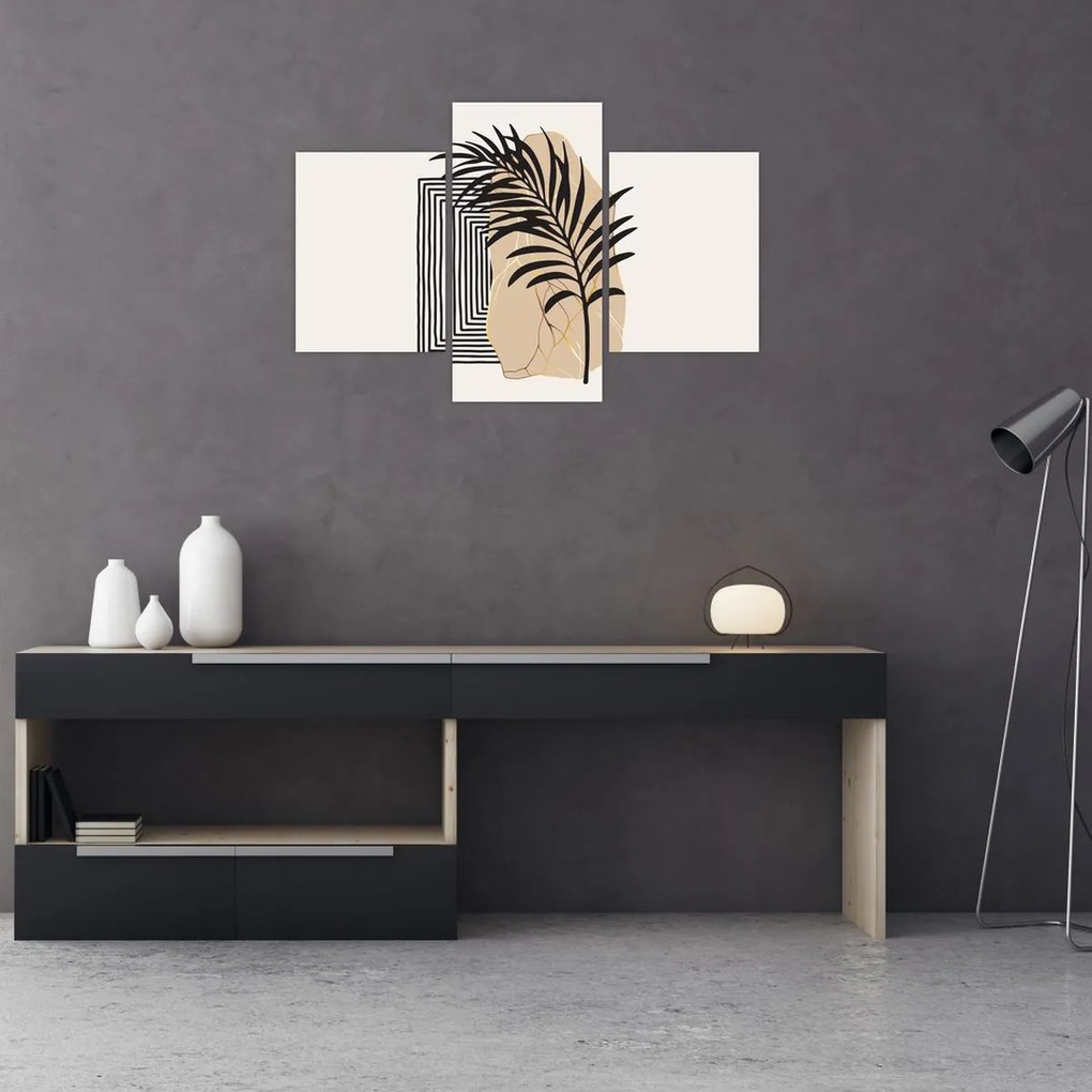 Tablou - Abstracție cu frunze tropicale N⁰3 (90x60 cm)
