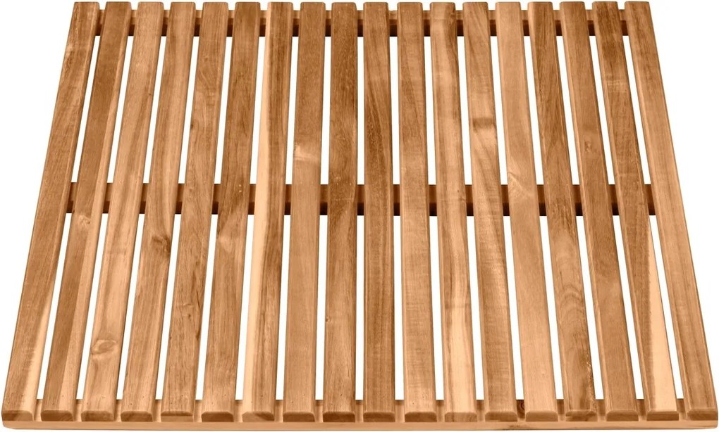 Covoras de baie, Wenko, Duckboard, 55 x 55 cm, lemn de salcam, maro