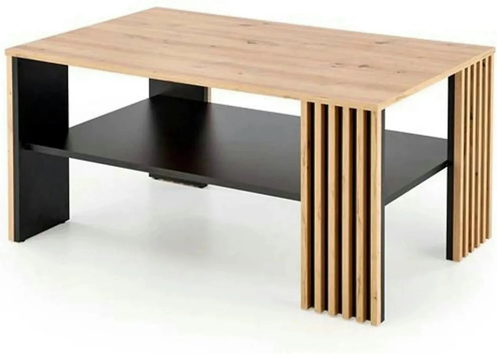 Masuta cafea FEMINA, stejar/negru, PAL laminat, 110x65x52 cm