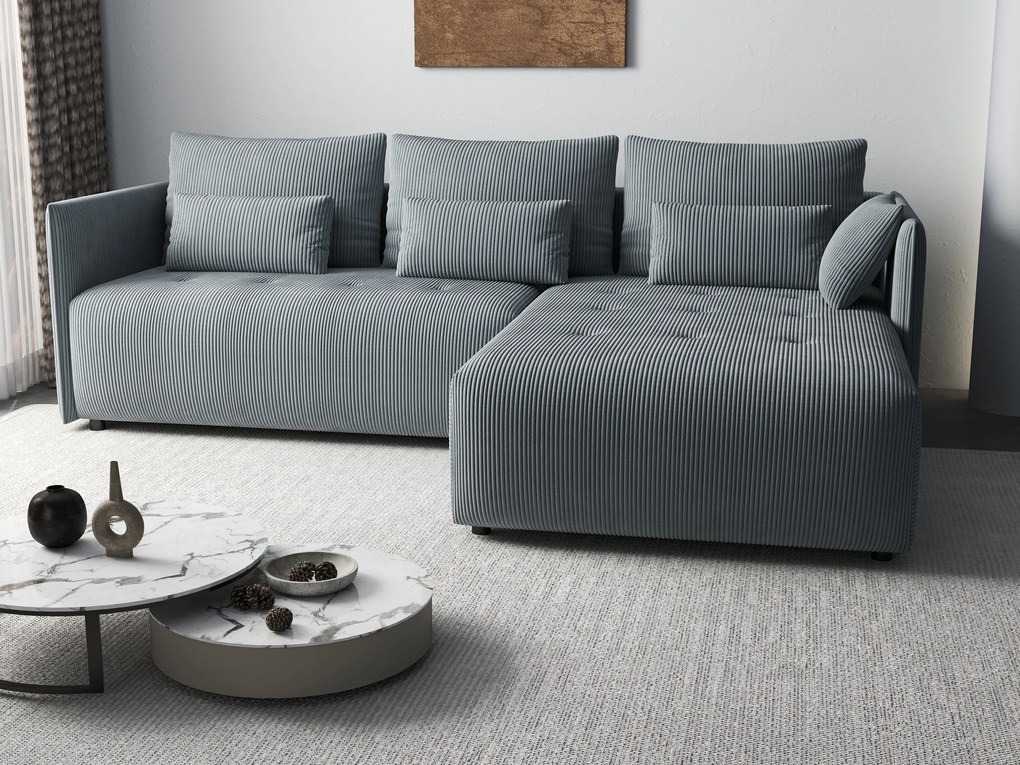 Colțar extensibil dumonde cu ladă de depozitare si sezut confortabil din spuma high-density, Malta Zoom Grey II 235x185 cm