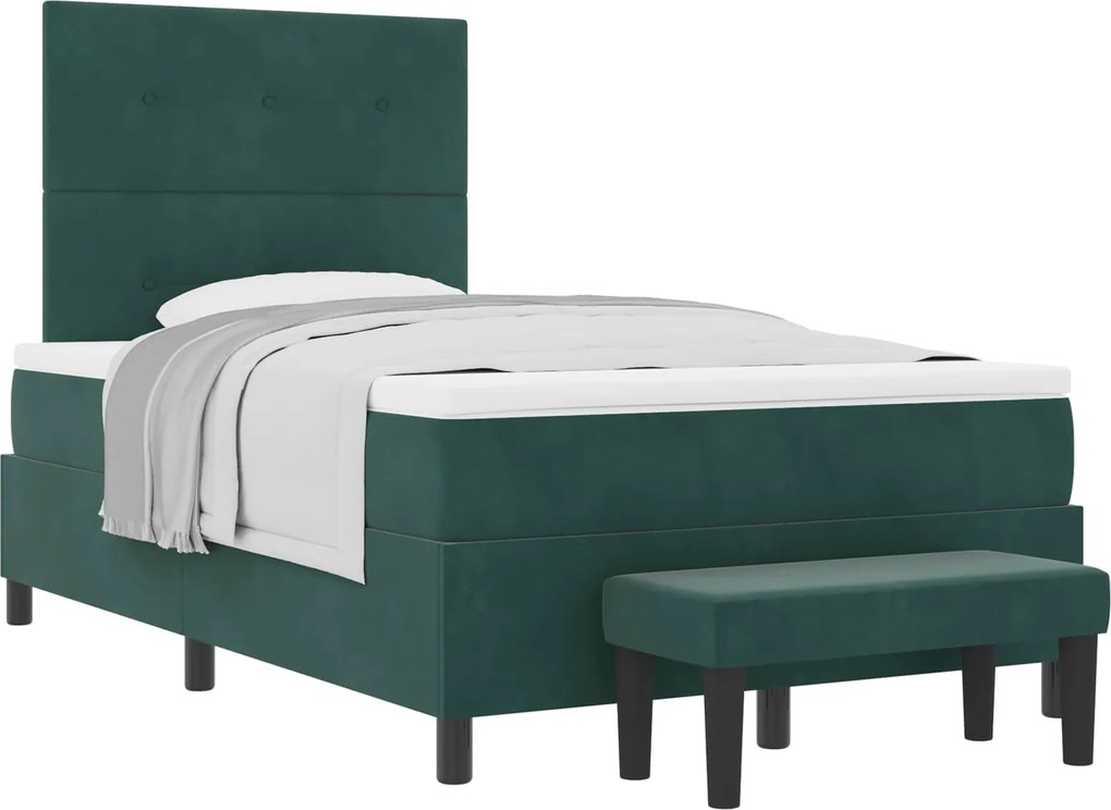 vidaXL Pat cu arcuri cu saltea Verde închis 120 x 200 cm Catifea