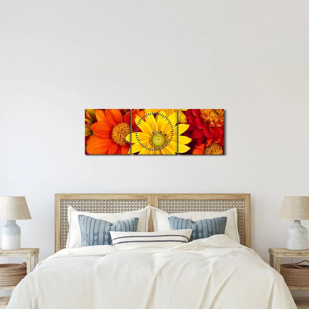 Tablou cu floare (cu ceas) (90x30 cm)
