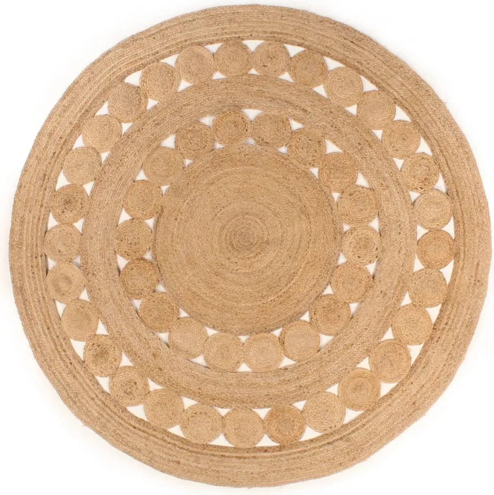 vidaXL Covor din iută cu design împletit, 240 cm, rotund
