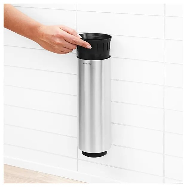 Perie pentru toaleta Brabantia Profile 90300284, 43 cm, Perie complet acoperita, Montabil pe perete, Inox