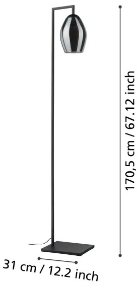 Lampadar Eglo 390256 ESTANYS 1xE27/40W/230V fumuriu