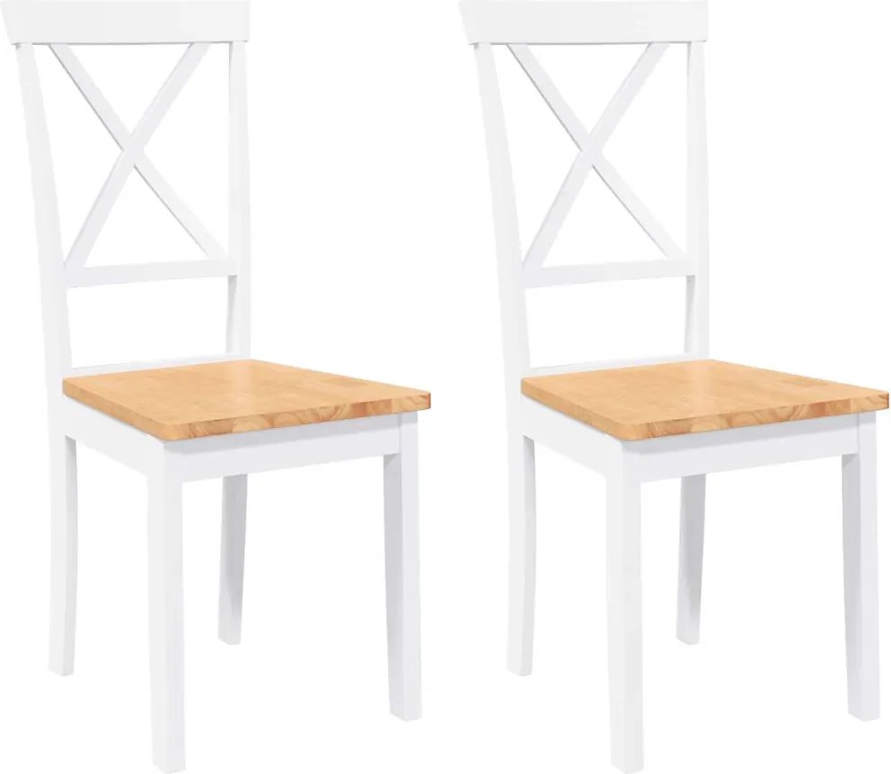 vidaXL Scaune de sufragerie 2 buc Cauciuc din lemn masiv alb