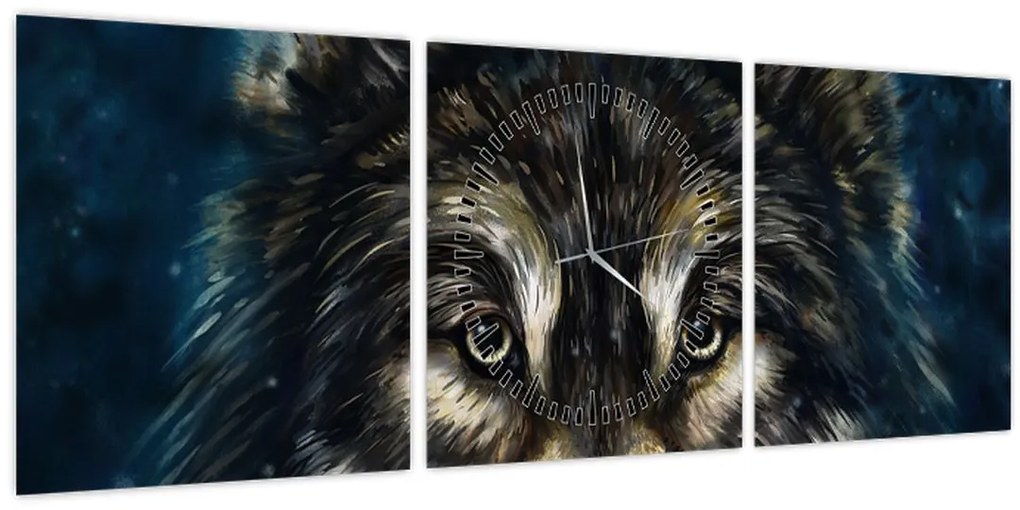 Tablou - Wolf (cu ceas) (90x30 cm)