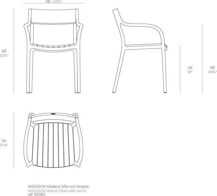 Set de 4 scaune exterior MADISON WOOD